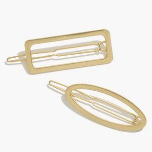 Madewell Two-Pack Open Shape Hair Clip Vintage Gold Rectangle Oval